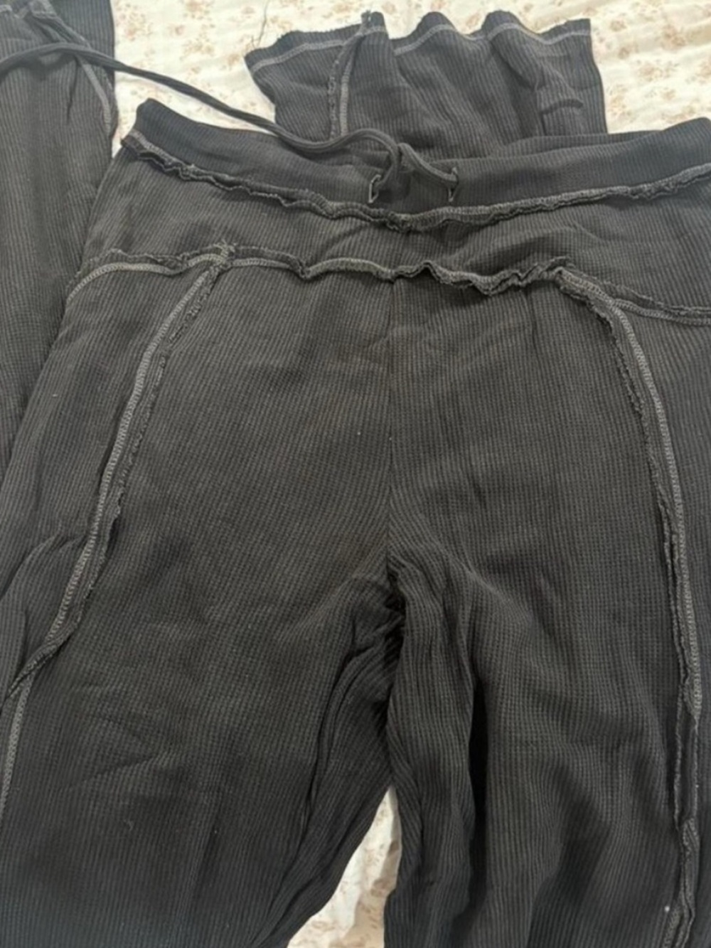 Urban Outfitters Charcoal Ribbed Henley Lounge Set - Picture 3 of 3